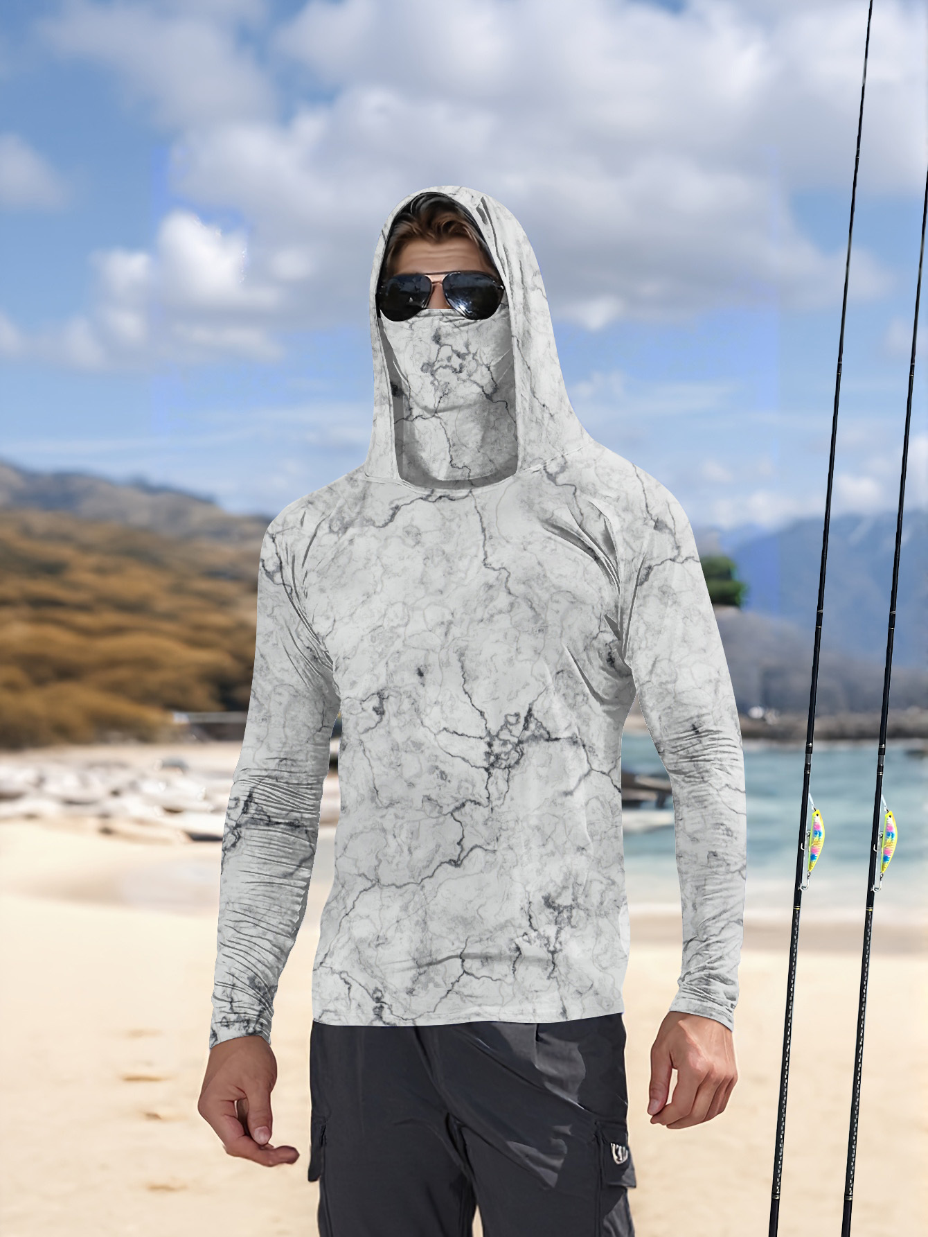 Summer Clothing Long Sleeve - Camicia da Pesca con Cappuccio per