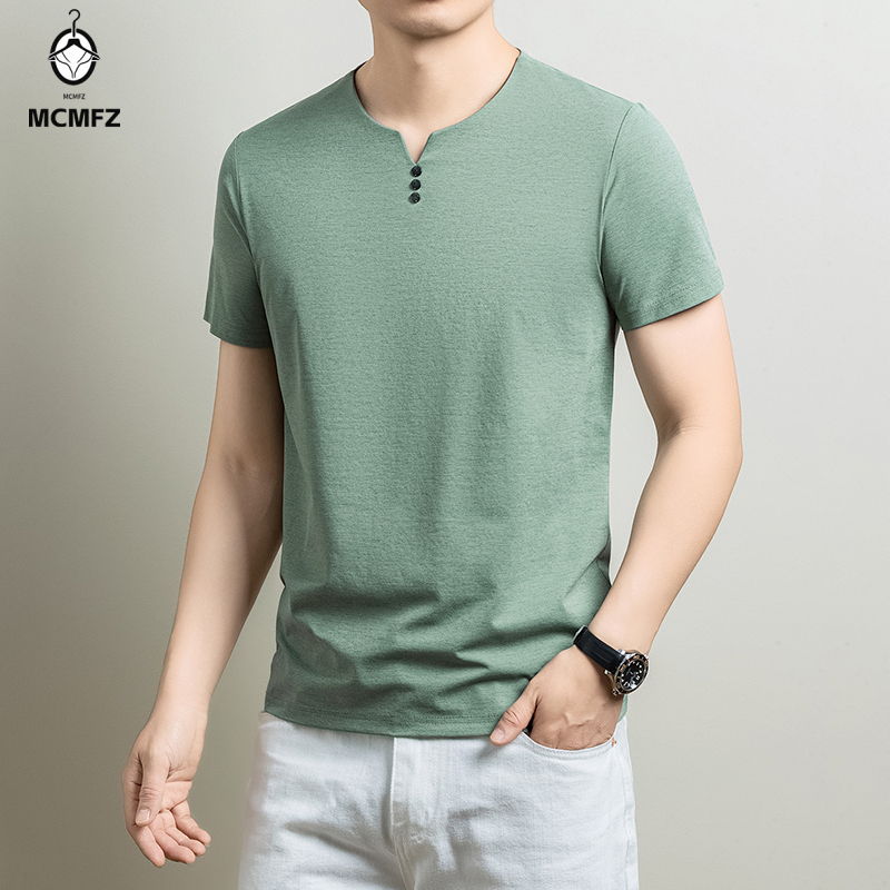 Summer Clothing Essentials - Maglietta Henley basic da uomo, comoda,