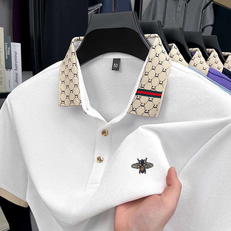 Summer Clothing Men Linen - Polo da Uomo di Lusso di