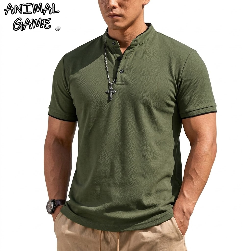 Summer Clothing Essentials - Maglietta Henley Estiva a Maniche Corte