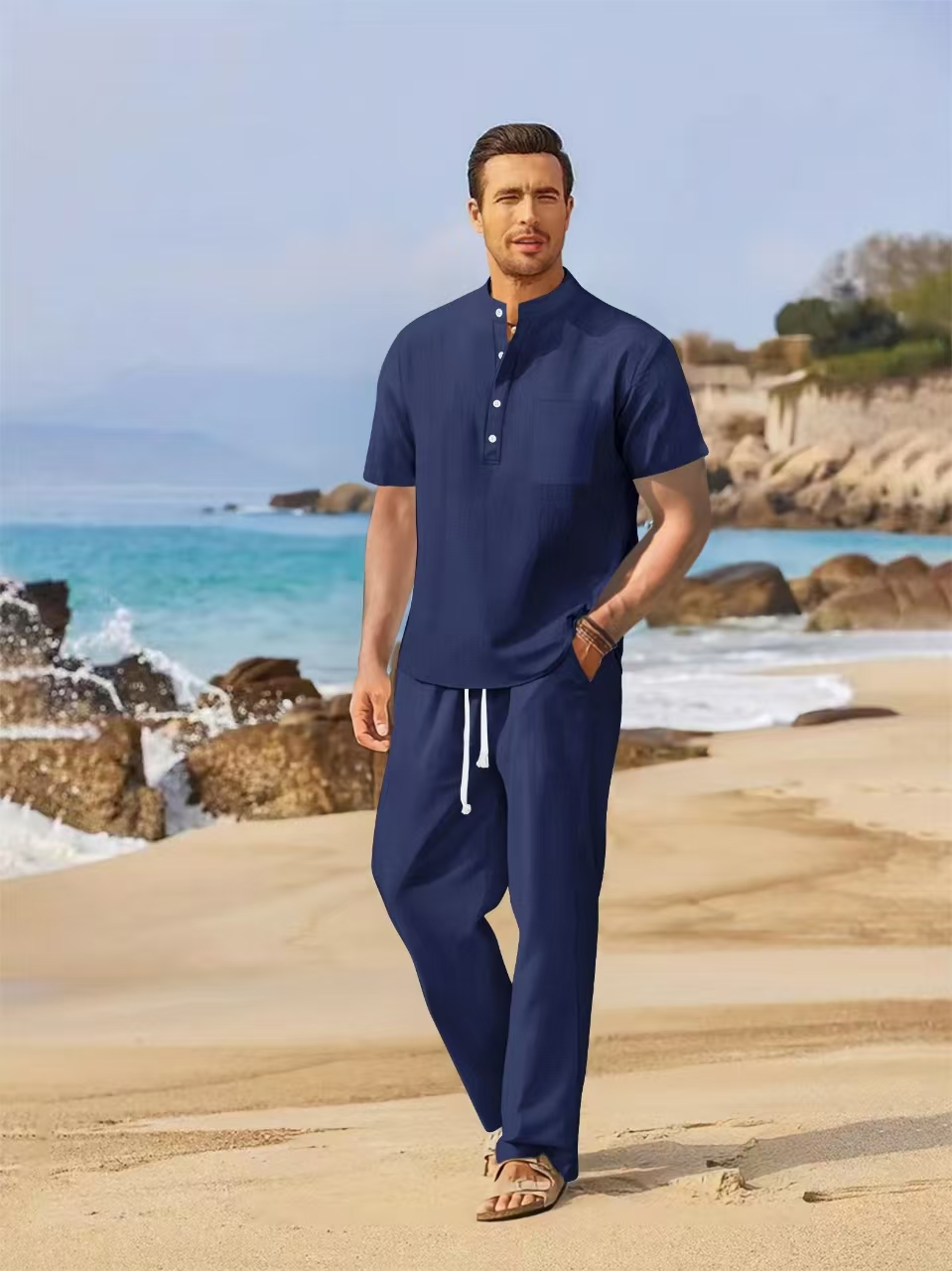 Set estivo da uomo in cotone e - Summer Clothing Men Linen recensione e prezzo